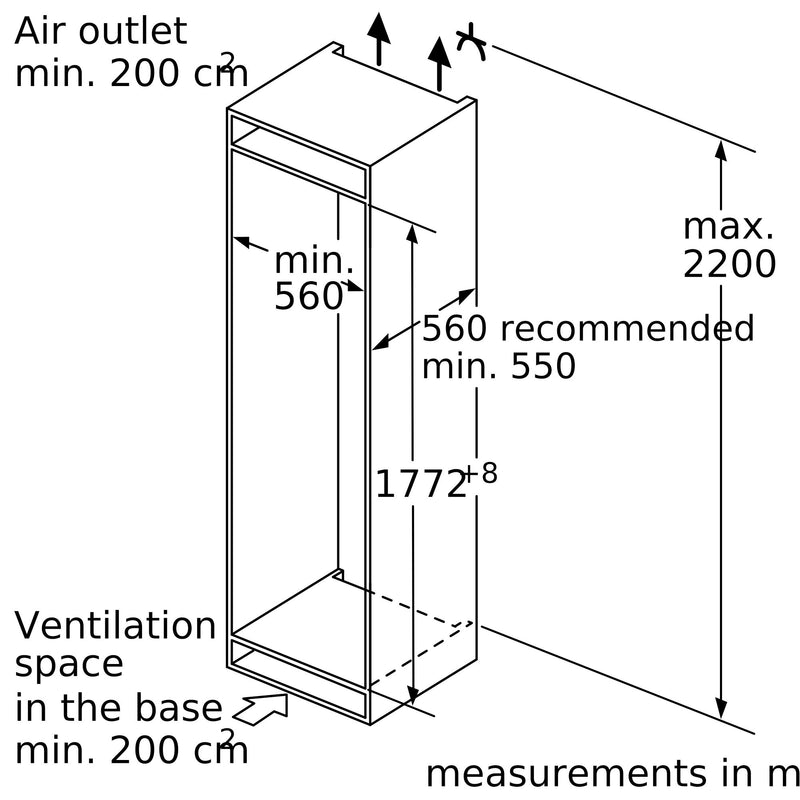 西門子 - iQ500 內置冰箱 177.5 x 56 cm 軟關閉平鉸鏈 KI81RSOE0