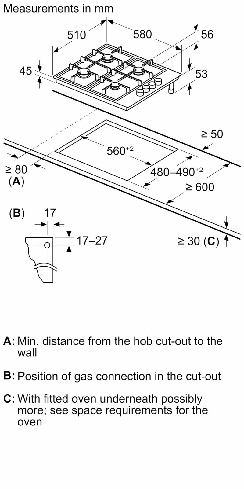 Bosch - 系列 2 瓦斯爐 60 公分不鏽鋼 PBP6B5B60