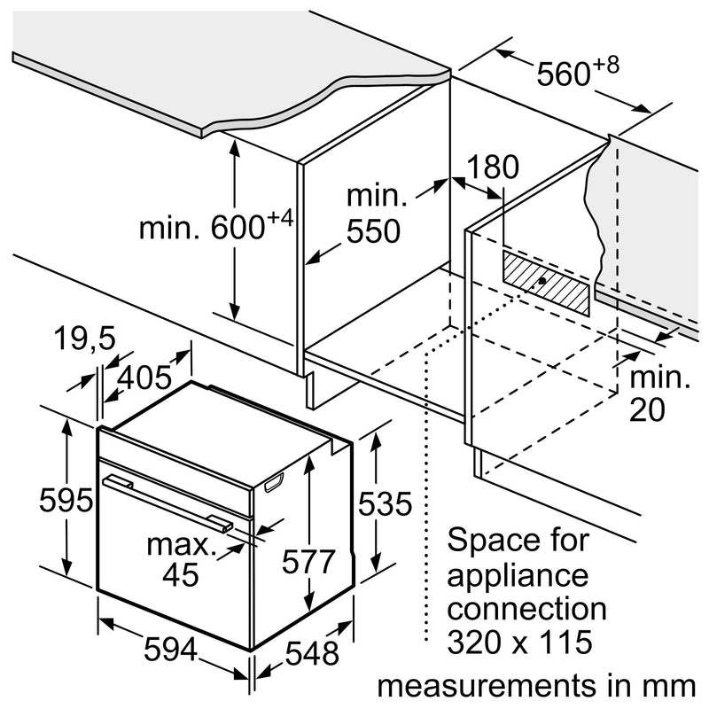 Bosch - 系列 8 內建烤箱，附加蒸氣功能 60 x 60 公分 黑色 - HRG7764B1B