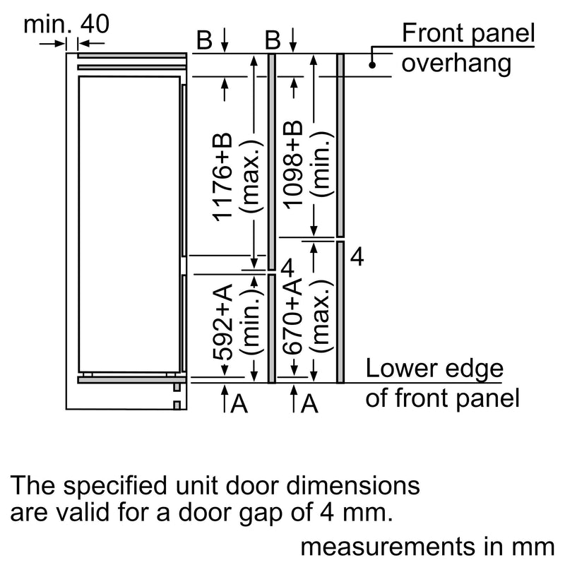 Siemens - iQ100 Built-in fridge-freezer with freezer at bottom 177.2 x 54.1 cm sliding hinge KI87VNSE0G