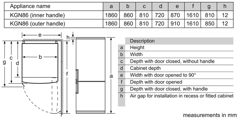 Bosch - Series 4 Free-standing fridge-freezer with freezer at bottom 186 x 86 cm Brushed steel anti-fingerprint KGN86VIEA