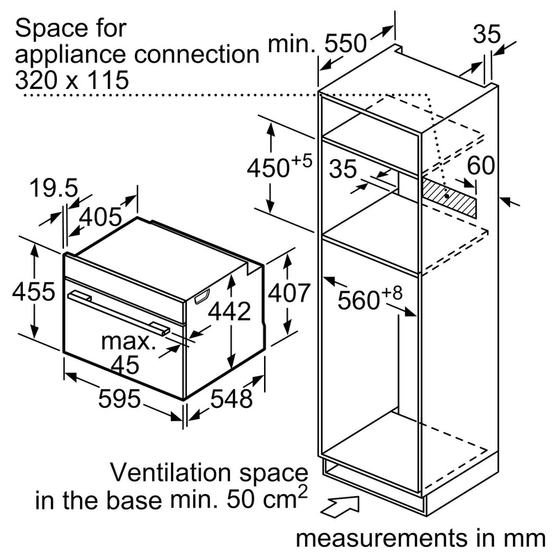 Bosch - 系列 8 內建緊湊型烤箱，附微波功能 60 x 45 公分 不鏽鋼 CMG656BS1