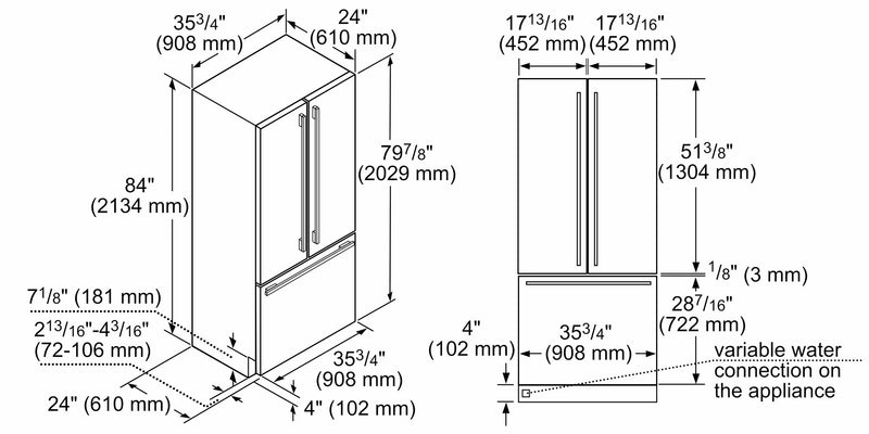 西門子 - IQ700 內置冰箱，冷凍室位於底部 212.5 x 90.8 公分 平鉸鏈 CI36TP02