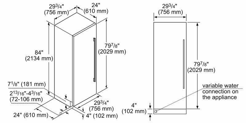 西門子 - iQ700 內置冷凍櫃 212.5 x 75.6 cm 平鉸鏈 FI30NP33