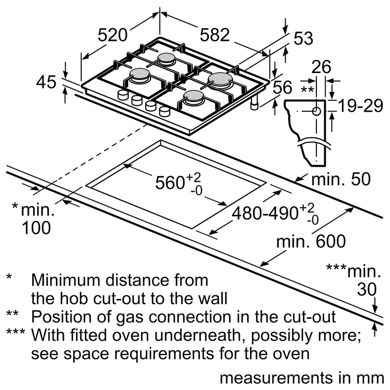 Bosch - 系列 4 瓦斯爐 60 公分不鏽鋼 PGP6B5B90