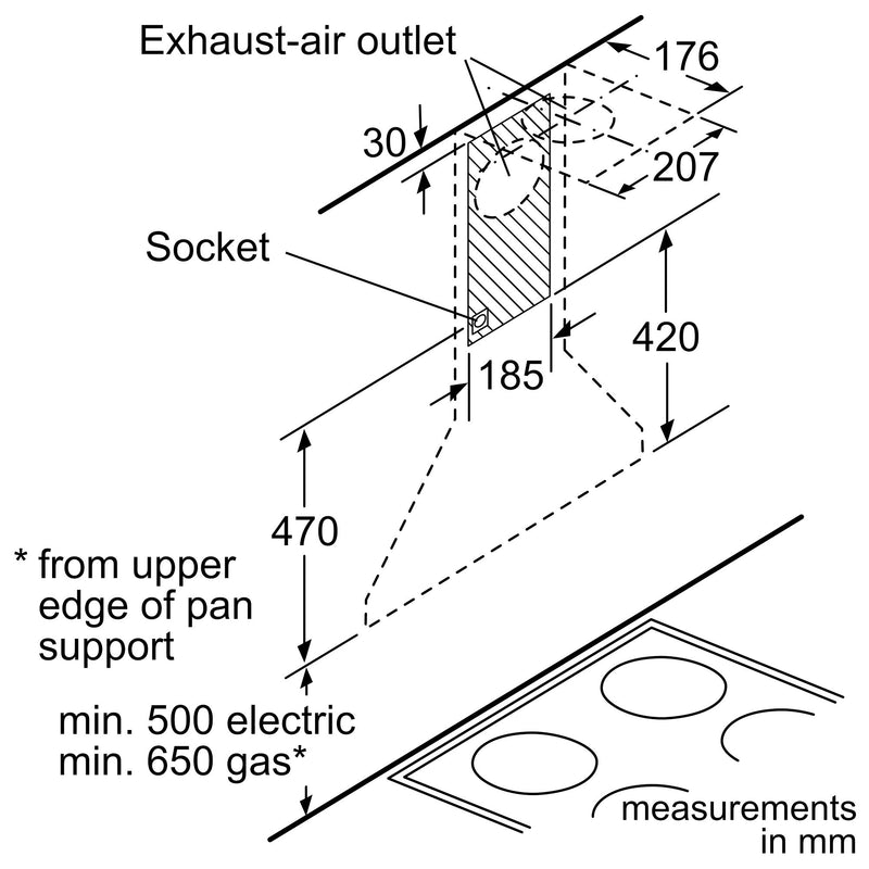 Bosch - 系列 2 壁掛式抽油煙機 60 公分不鏽鋼 DWP64CC50M