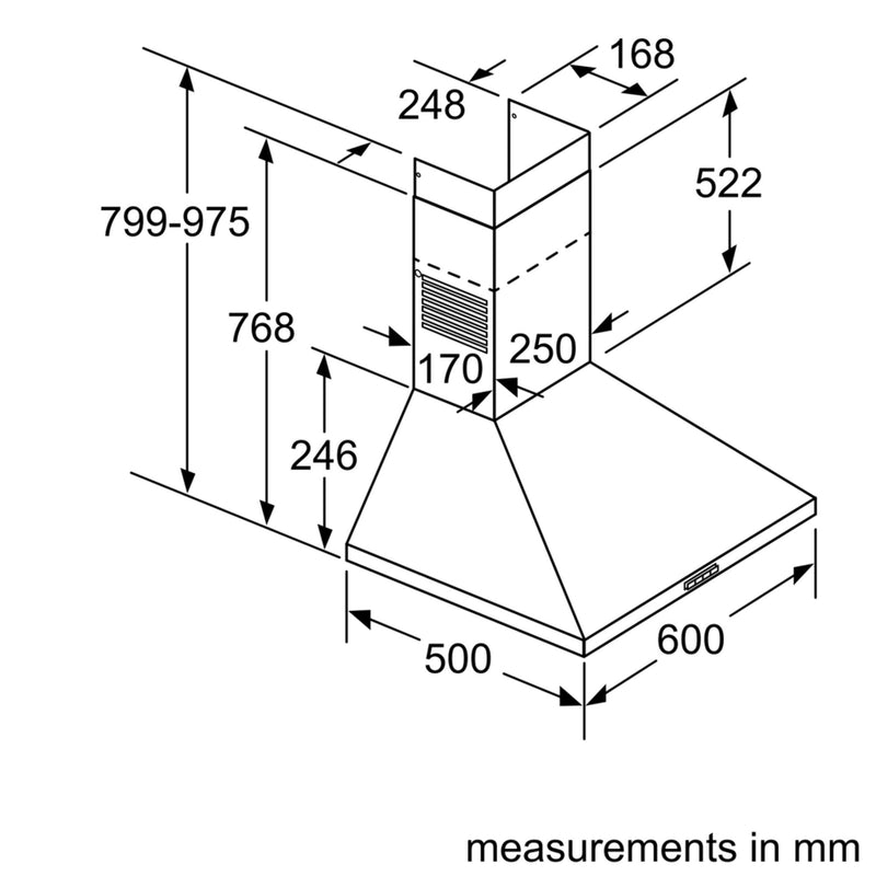 Bosch - 系列 2 壁掛式抽油煙機 60 公分不鏽鋼 DWP64BC50B