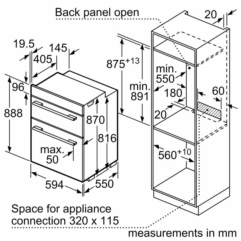 博世-系列| 2 內建雙層烤箱 不銹鋼 MHA133BR0B