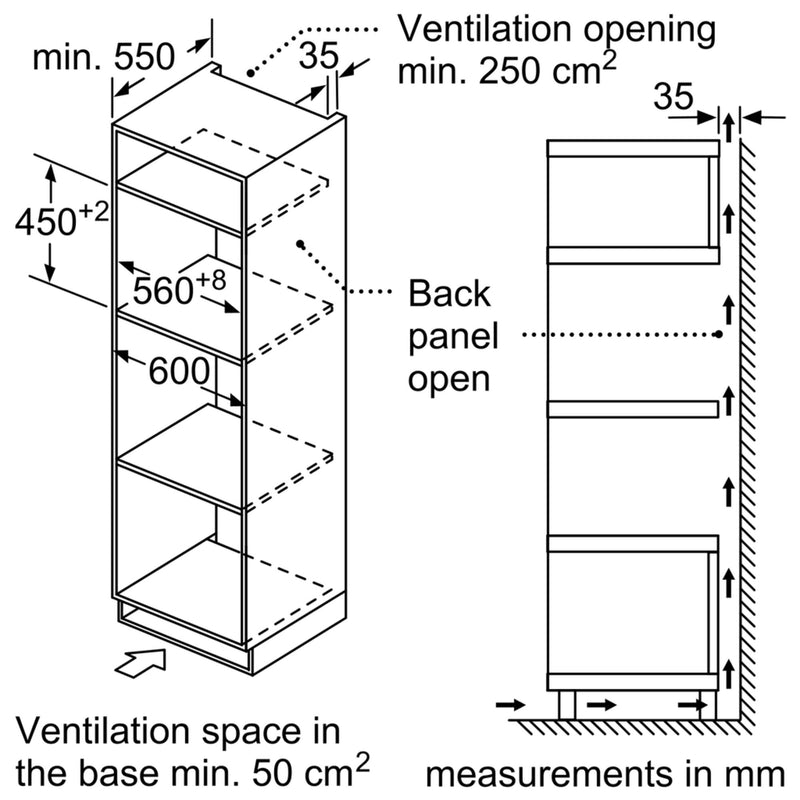 博世-系列| 4 內建熱風微波爐 60 x 45 cm 黑色 CMA583MB0B