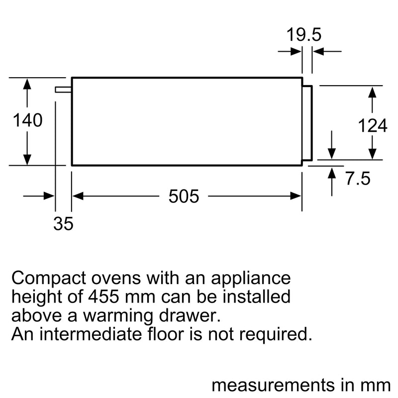 西門子 - IQ500 內建保溫抽屜 60 x 14 公分 黑色 BI510CNR0B