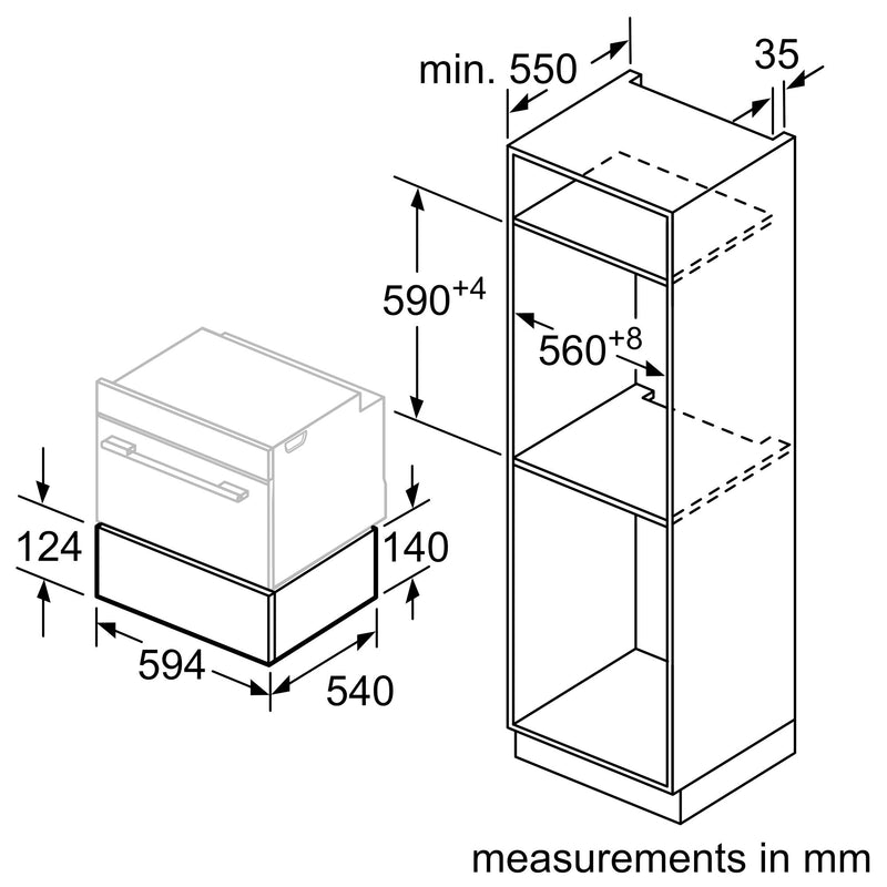 西門子 - IQ500 內建保溫抽屜 60 x 14 公分 黑色 BI510CNR0B