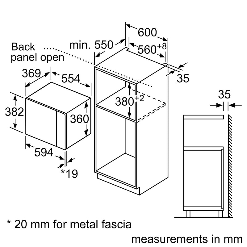 博世-系列| 4 內建微波爐 59 x 38 cm 黑色 BFL553MB0B