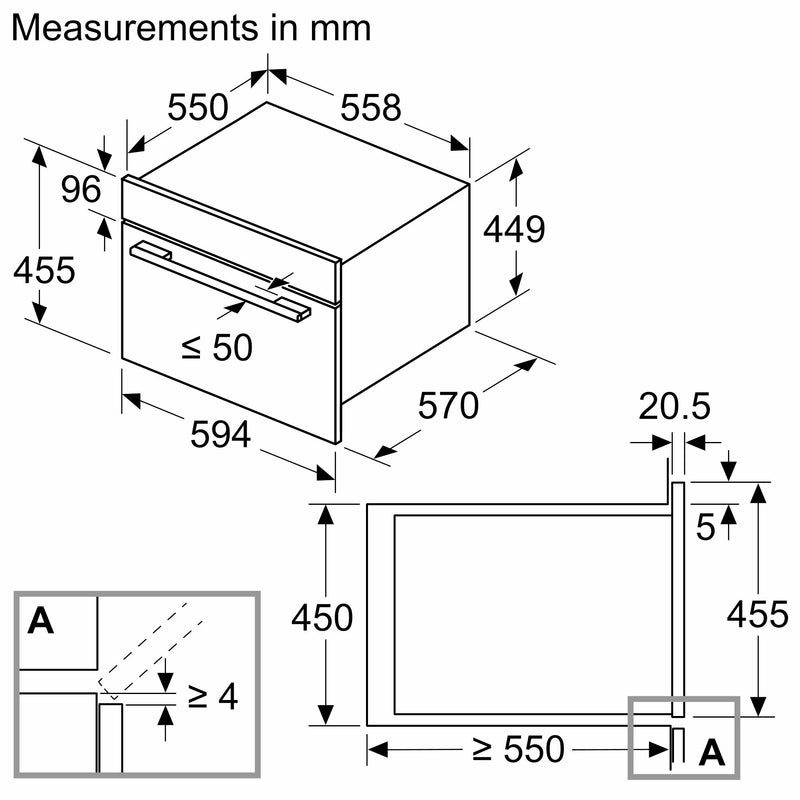 博世-系列| 4 內建熱風微波爐 60 x 45 cm 黑色 CMA583MB0B