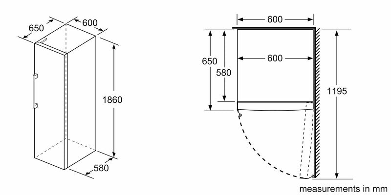 Bosch - 系列 4 獨立式冰箱 186 x 60 公分 不鏽鋼外觀 GSN36VLFPG