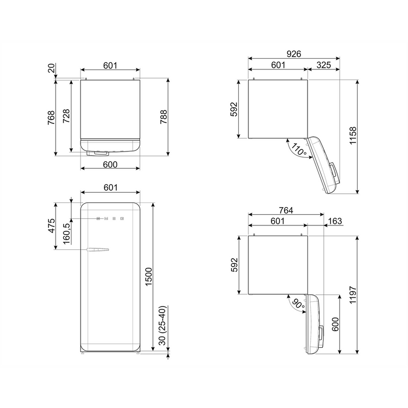 Smeg Free-Standing Fridge 153x60cm FAB28RBL5UK