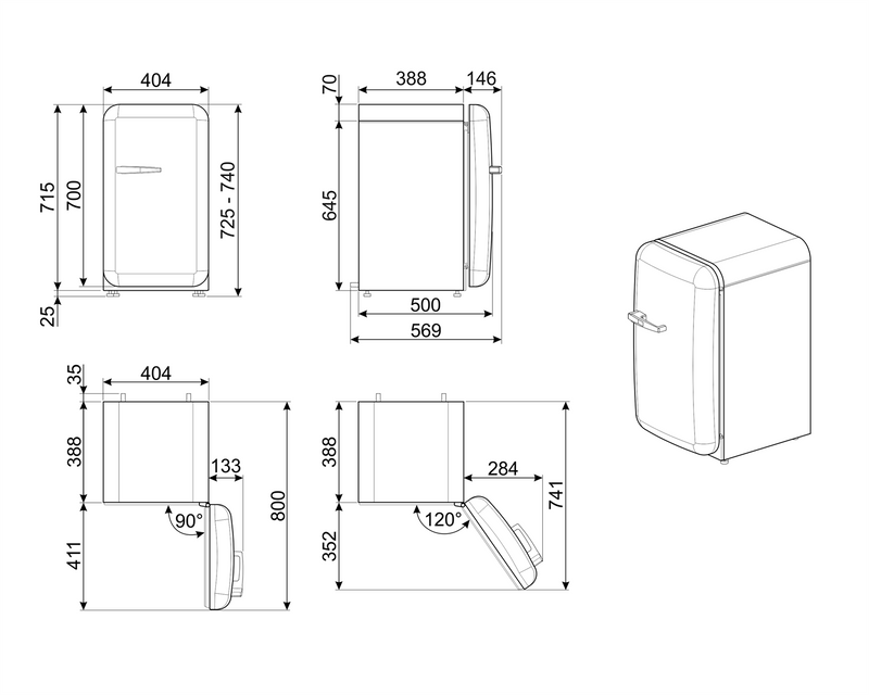 SMEG 獨立式冰箱 75x40cm FAB5RPB5