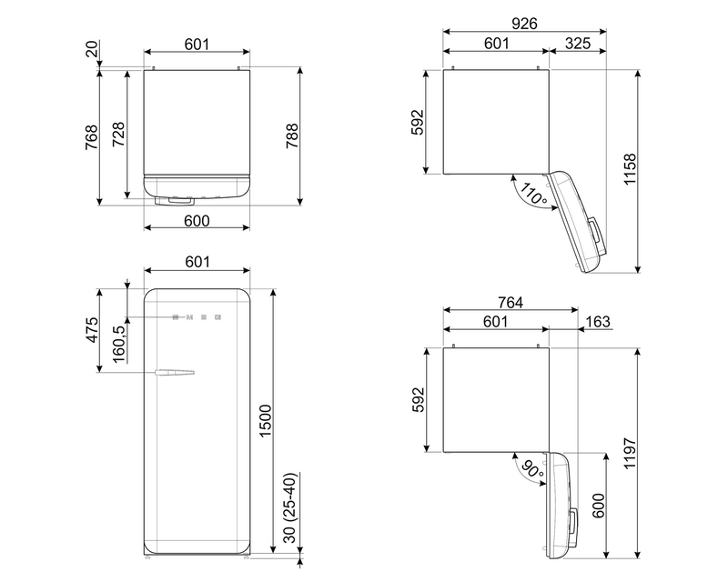 SMEG 獨立式冰箱 153x60cm FAB28RCR5UK