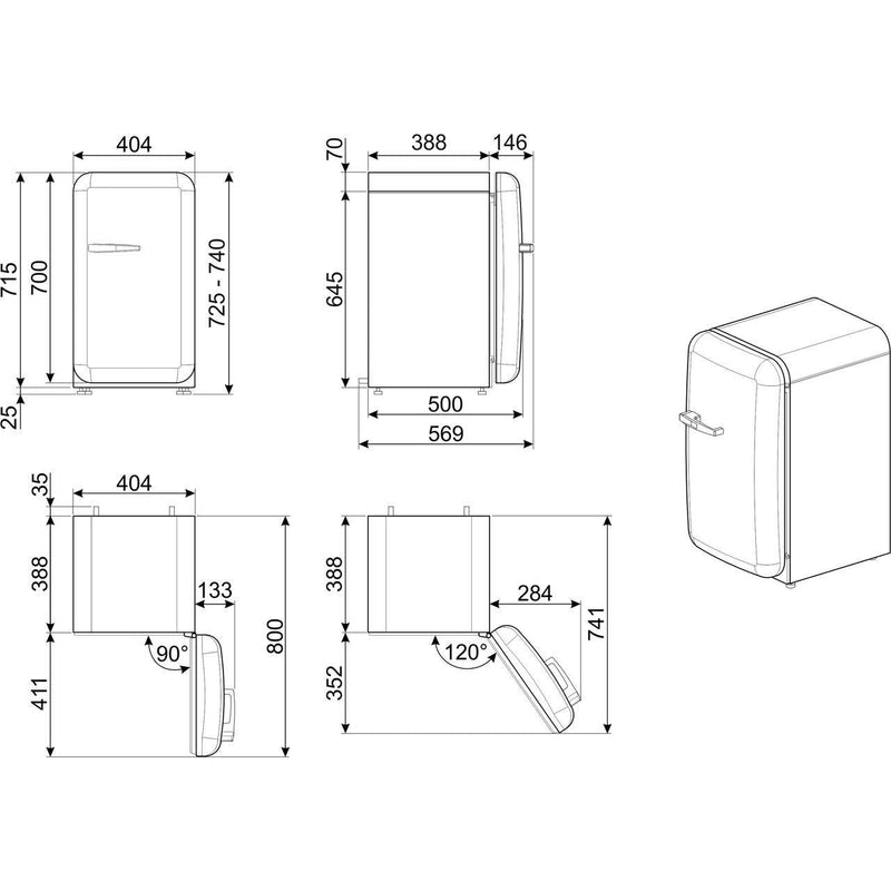 SMEG 冰箱 75x40cm FAB5RDUJ5