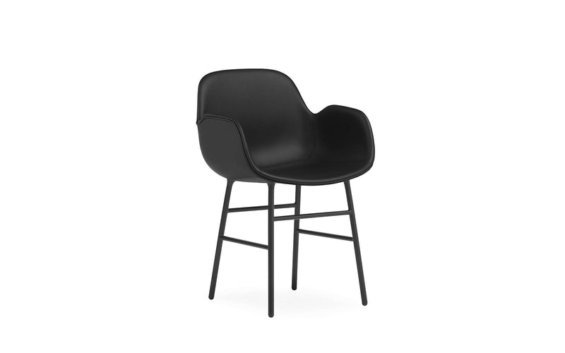 Form Armchair Full Upholstery Black Steel Ultra Leather