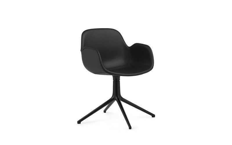 Form Armchair Swivel 4L Full Upholstery Black Aluminum Ultra Leather