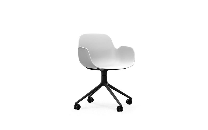 Form 旋轉扶手椅 4W 黑色 鋁/白色
