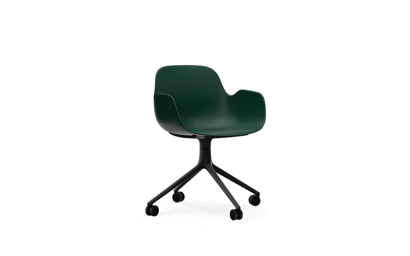 Form Armchair Swivel 4W Black Aluminium/Green