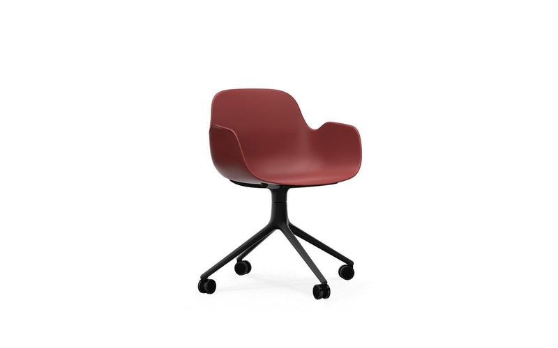 Form Armchair Swivel 4W Black Aluminium/Red