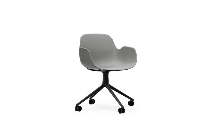 Form 旋轉扶手椅 4W 黑色 鋁製/灰色