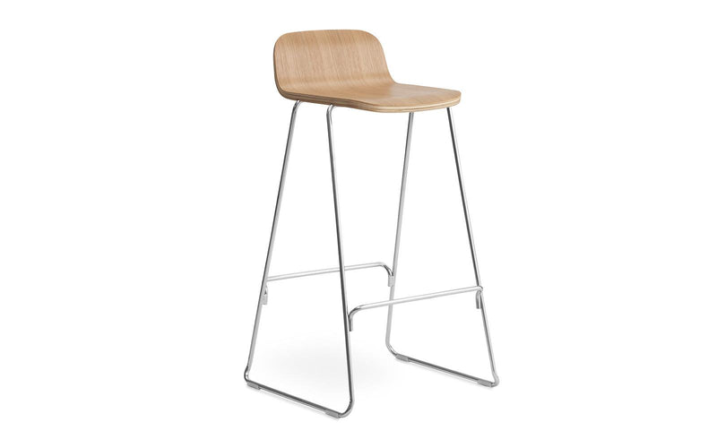 Just Barstool w. Back 75 cm Oak/Chrome