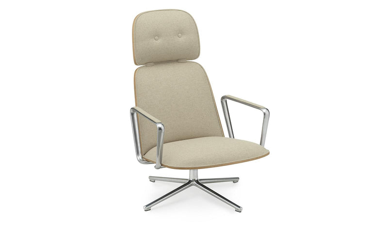 Pad Lounge Chair High Swivel Alu Oak/Main Line Flax