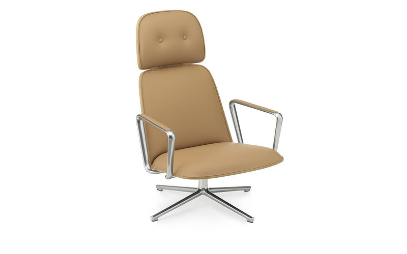Pad Lounge Chair High Swivel Alu Oak/Ultra Leather