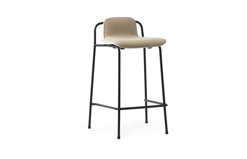 Studio Barstool 65 cm Front Upholstery Black Steel Oak/ Main Line Flax