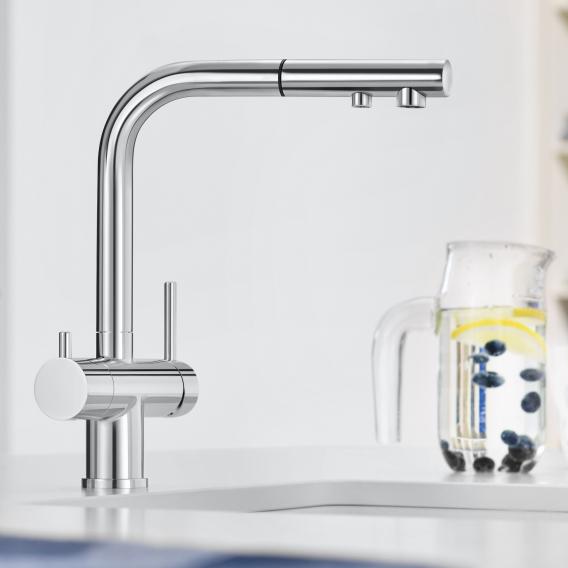 Blanco Fontas II 單把手廚房混合水龍頭，帶飲水機，帶拉出式噴嘴，用於過濾系統