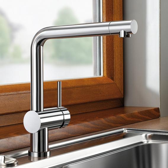 Blanco Linus-F single lever kitchen mixer, for front-of-window installation chrome