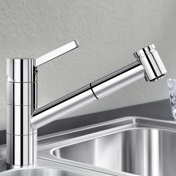 Blanco Tivo-S single-lever kitchen mixer tap, with pull-out spout, for low pressure chrome