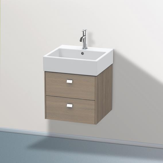 Duravit Brioso vanity unit with 2 pull-out compartments eiche terra, Griff chrom