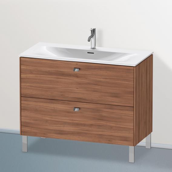 Duravit Brioso vanity unit with 2 pull-out compartments natural walnut, handle chrome