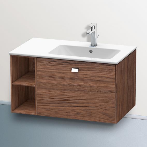 Duravit Brioso vanity unit with 1 pull-out compartment and 1 shelf element dark walnut, handle chrome