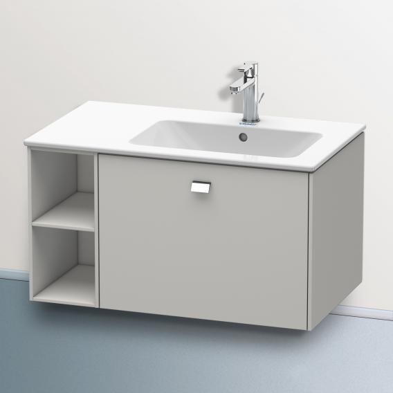 Duravit Brioso vanity unit with 1 pull-out compartment and 1 shelf element matt concrete grey, handle chrome