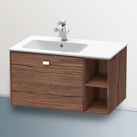 Duravit Brioso vanity unit with 1 pull-out compartment and 1 shelf element dark walnut, handle chrome