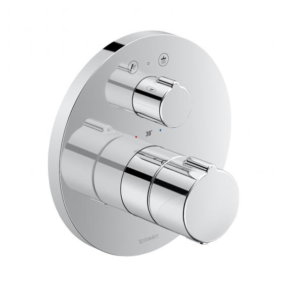 Duravit concealed shower thermostat with round escutcheon, with shut-off/diverter valve