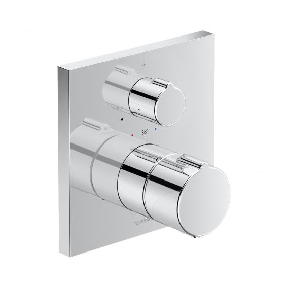 Duravit concealed shower thermostat with square escutcheon, with shut-off valve