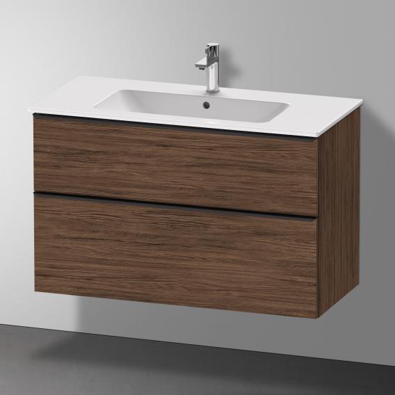 Duravit D-Neo vanity unit with 2 pull-out compartments dark walnut