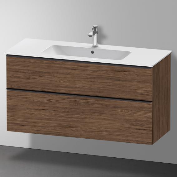 Duravit D-Neo vanity unit with 2 pull-out compartments dark walnut