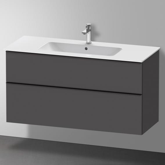 Duravit D-Neo 梳妝台配有 2 個拉出式隔間，霧面石墨