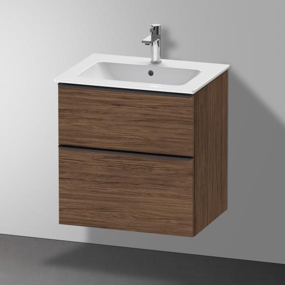 Duravit D-Neo vanity unit with 2 pull-out compartments dark walnut