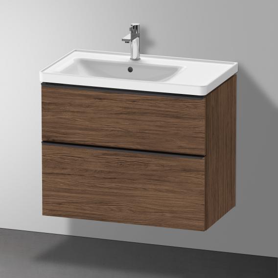 Duravit D-Neo vanity unit with 2 pull-out compartments dark walnut