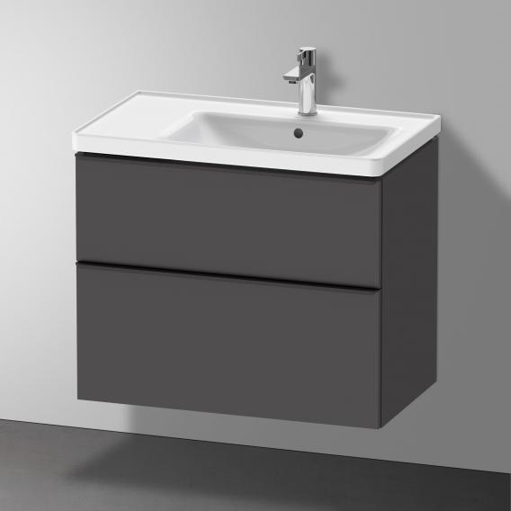 Duravit D-Neo 梳妝台配有 2 個拉出式隔間，霧面石墨