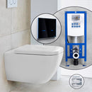 Duravit Happy D.2 complete SET wall-mounted toilet with neeos pre-wall element, flush plate with rectangular button in