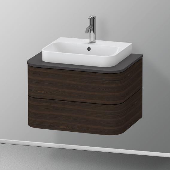 Duravit Happy D.2 Plus vanity unit with 2 pull-out compartments for countertop and countertop washbasin, with interior system in walnut